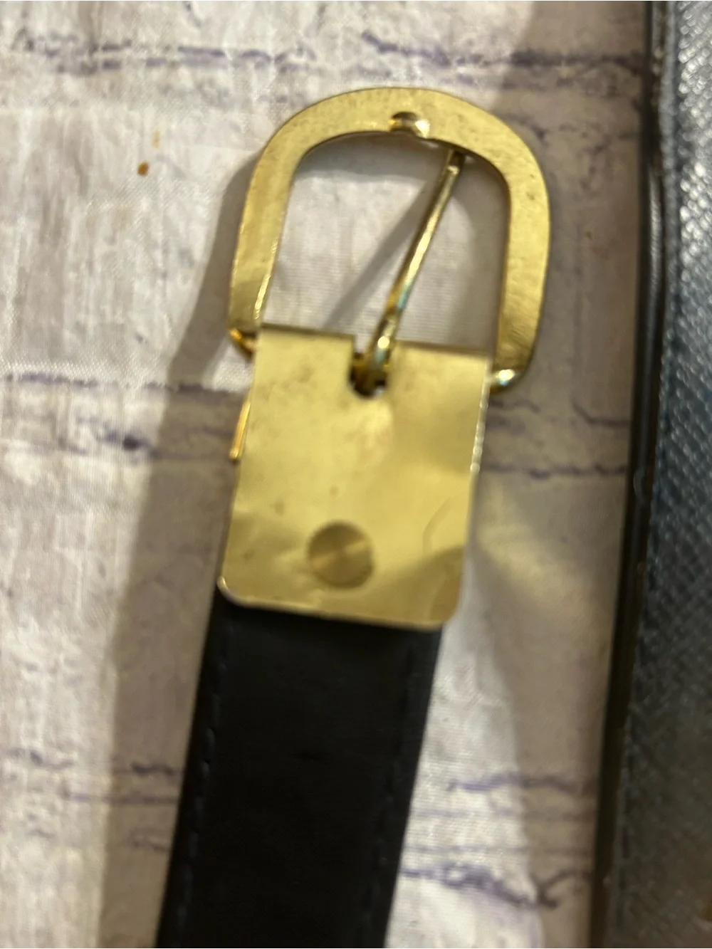 VINTAGE LOT OF (2) BLACK BELTS GOLD TONE BUCKLE & TAIWAN MADE LEATHER SILVER 40